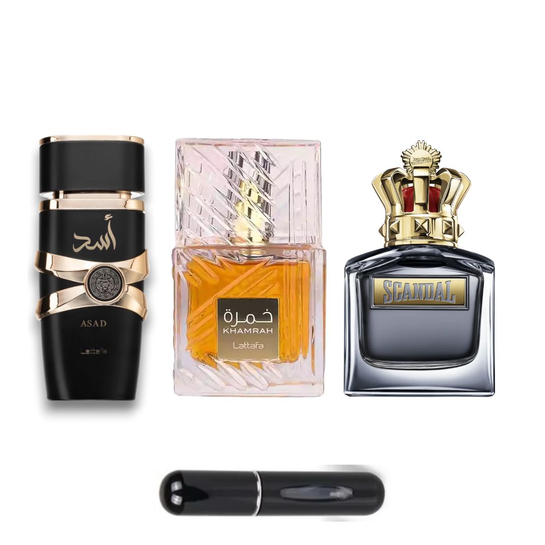PERFUMES ASAD+KHMARAH+SCANDALMEN+PERFUM